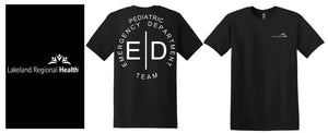 Black/Maroon Short Sleeve T Shirt w/ Pediatric ED Team