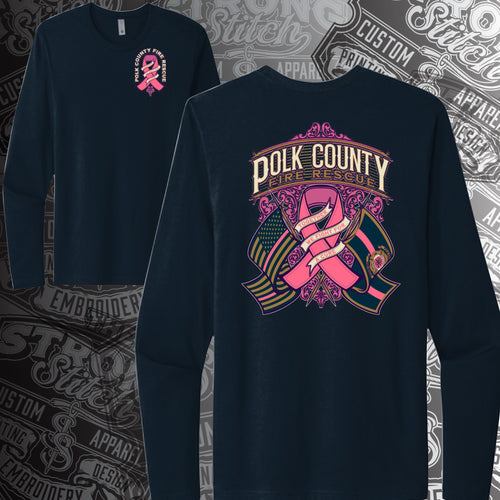 Breast Cancer Navy Long Sleeve T-Shirt
