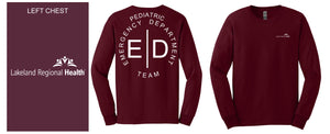 Black/Maroon Long Sleeve T Shirt w/ Pediatric ED Team